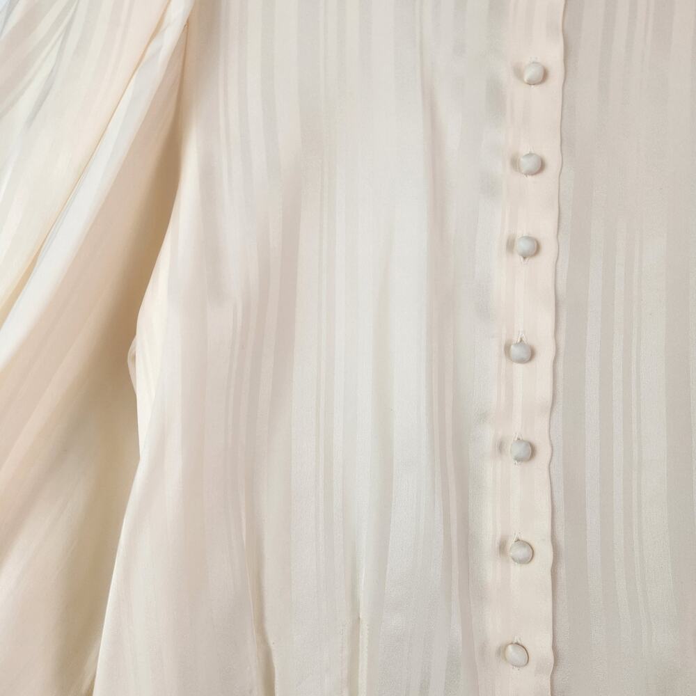 Vintage Jerri Sherman Silk Cream Blouse Semi Sheer Sz 6 Button Down Long Sleeve - Picture 3 of 10